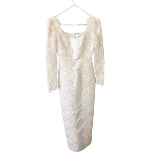 Gloria Vanderbilt Women's Vintage Beaded Wedding Dress W/Detachable Train - 6 - Picture 1 of 17